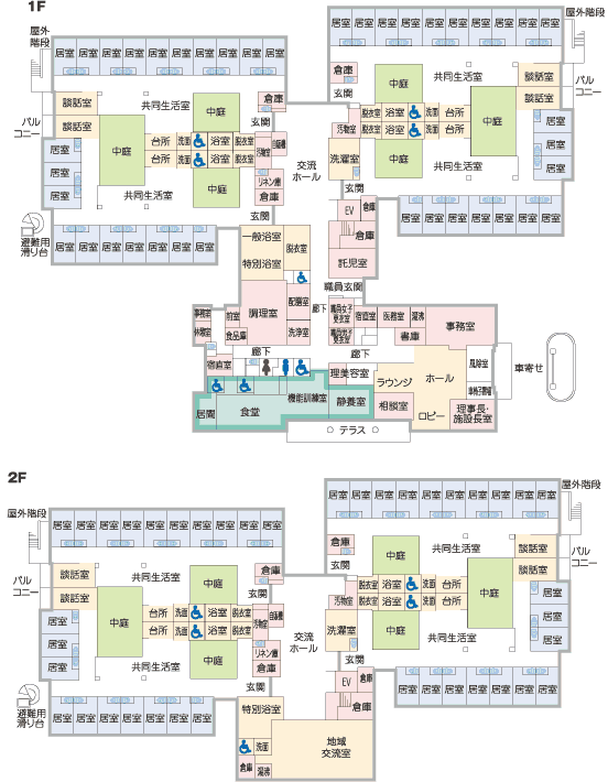 特別養護老人ホームヴィレッジみとの平面図